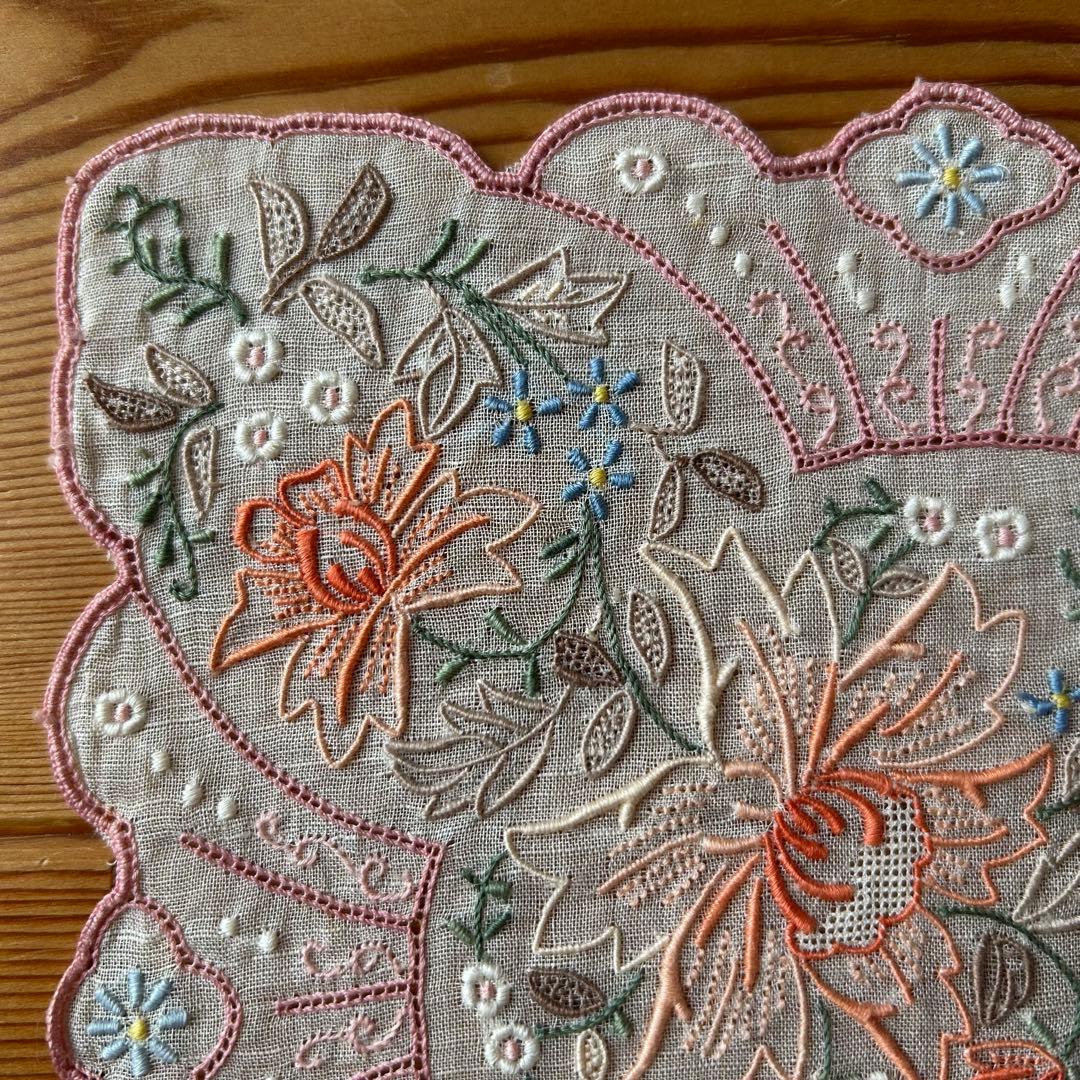 スワトウ 刺繍 ハンカチ 花柄　3枚セット