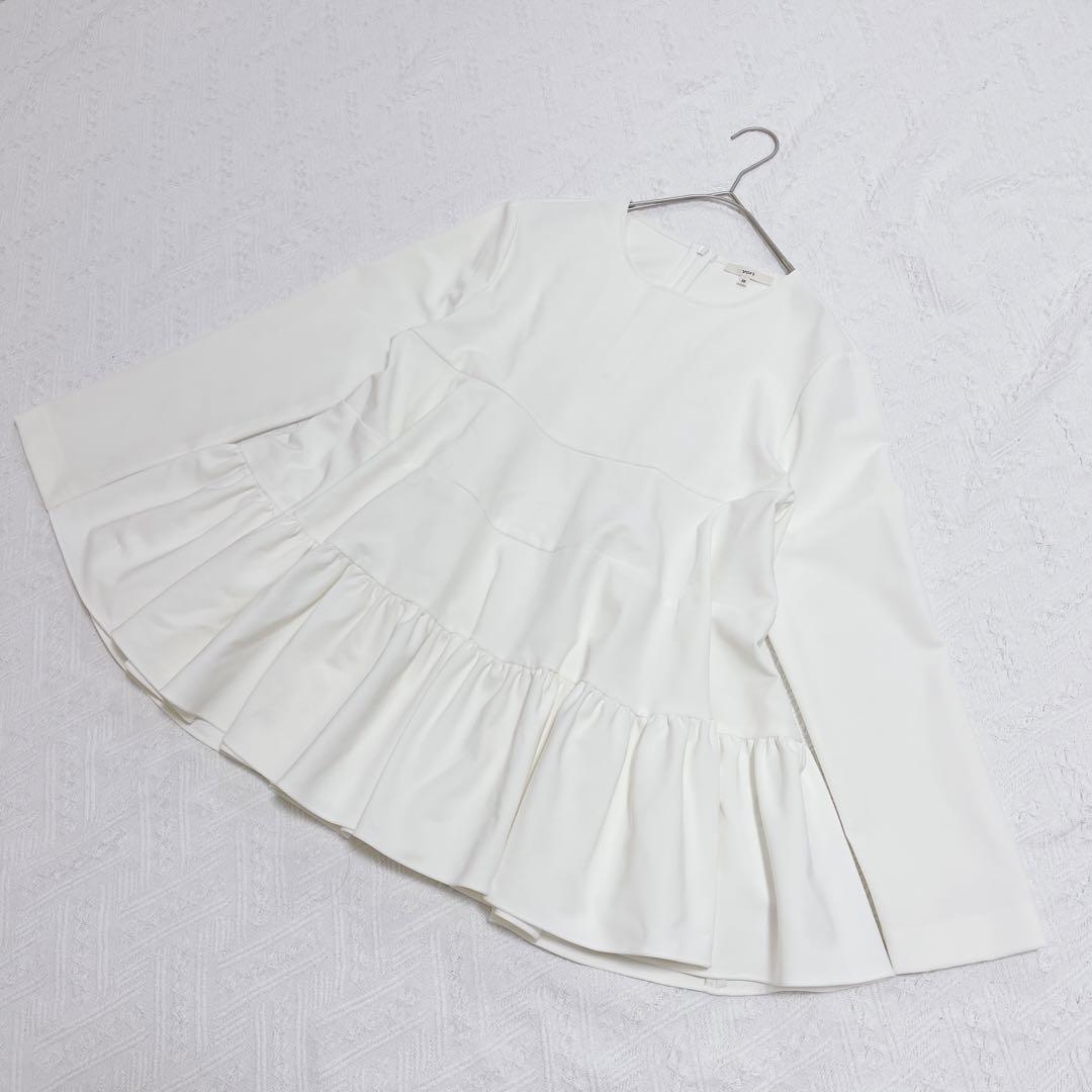 人気⭐︎ヨリ　yori ティアードストレッチブラウス　ホワイト　セレモニー　38