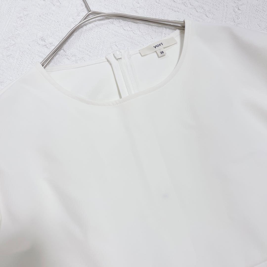 人気⭐︎ヨリ　yori ティアードストレッチブラウス　ホワイト　セレモニー　38