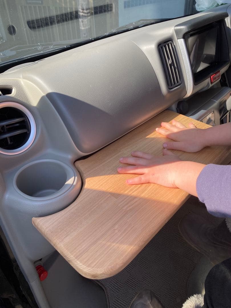 専用　アシストグリップ(aピラー)×2個＋ラワン無垢板サイドテーブル　エブリィ用