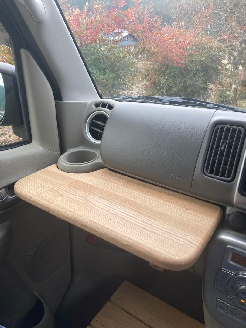 専用　アシストグリップ(aピラー)×2個＋ラワン無垢板サイドテーブル　エブリィ用