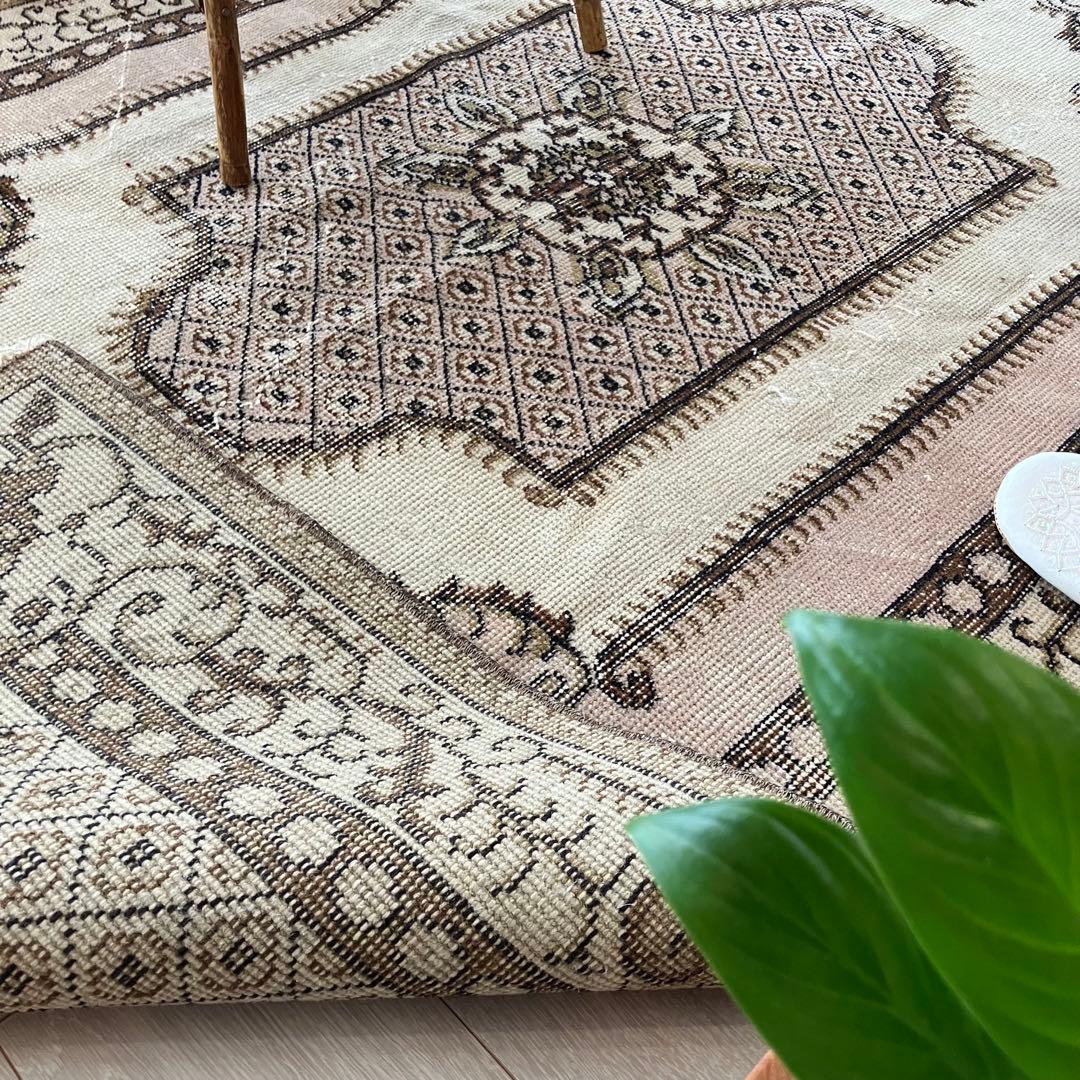 貴重／クラシカル116×211キャラメルココア　リッチ　トルコヴィンテージラグ