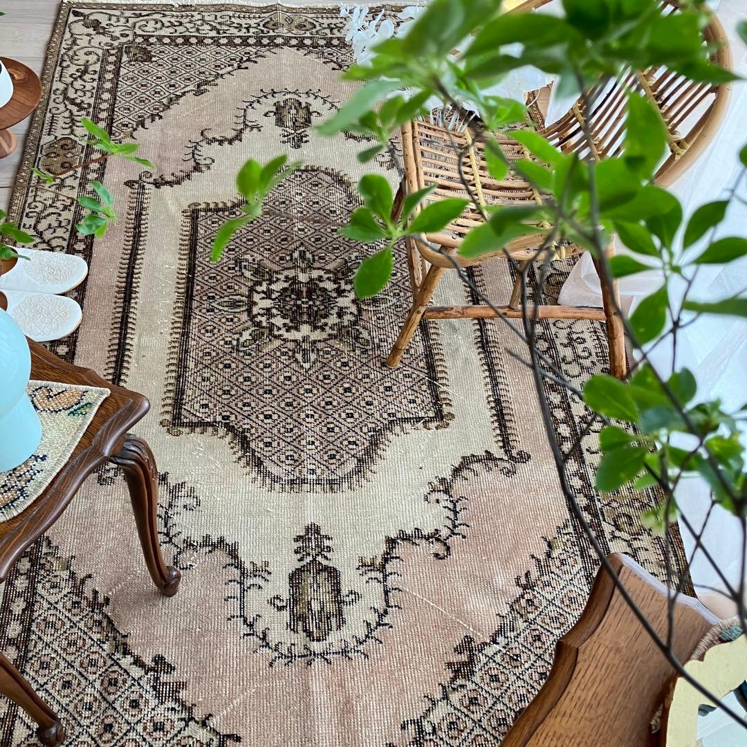 貴重／クラシカル116×211キャラメルココア　リッチ　トルコヴィンテージラグ