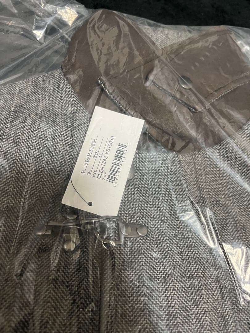 CLEL ウールブレンド ヘリンボーンツイードファイヤーマンブルゾン XS