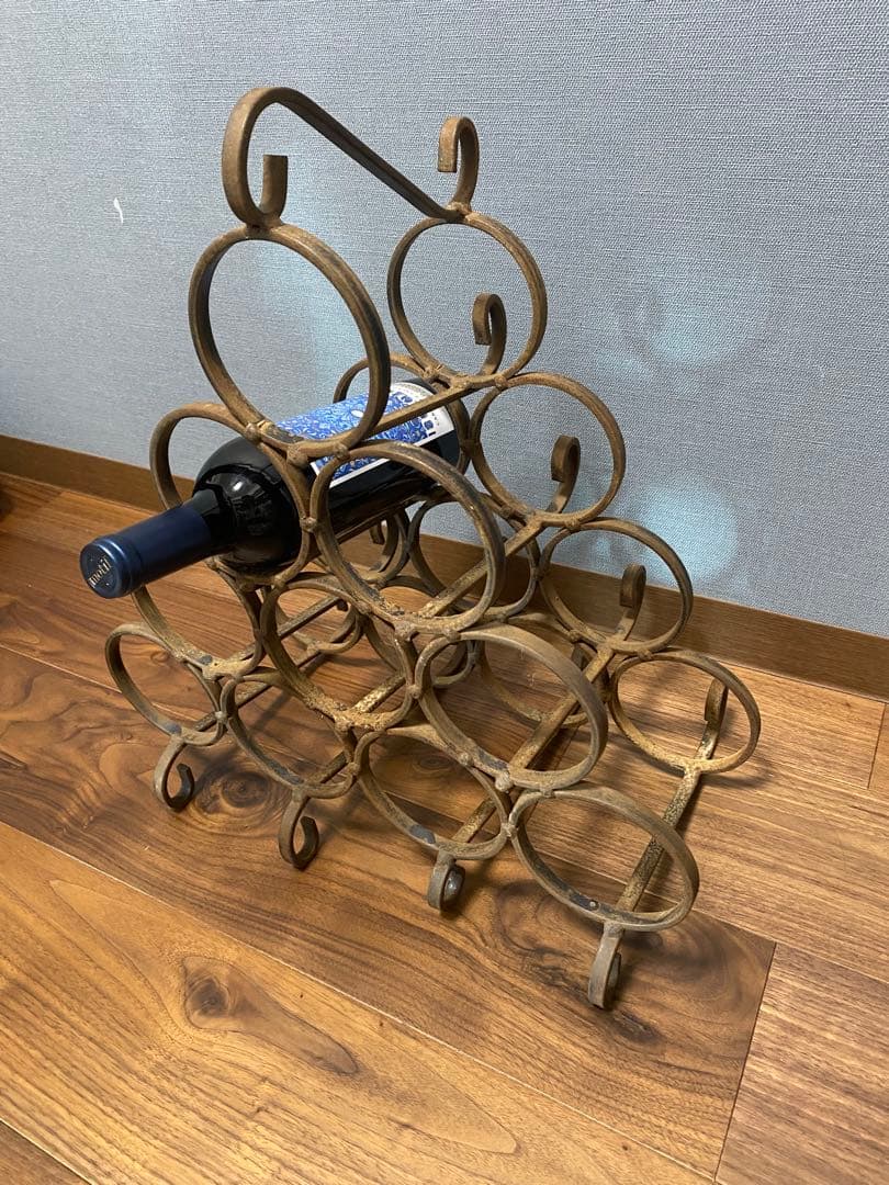 フランス　アンティーク　ワインラック　アイアン　葡萄柄　鉄