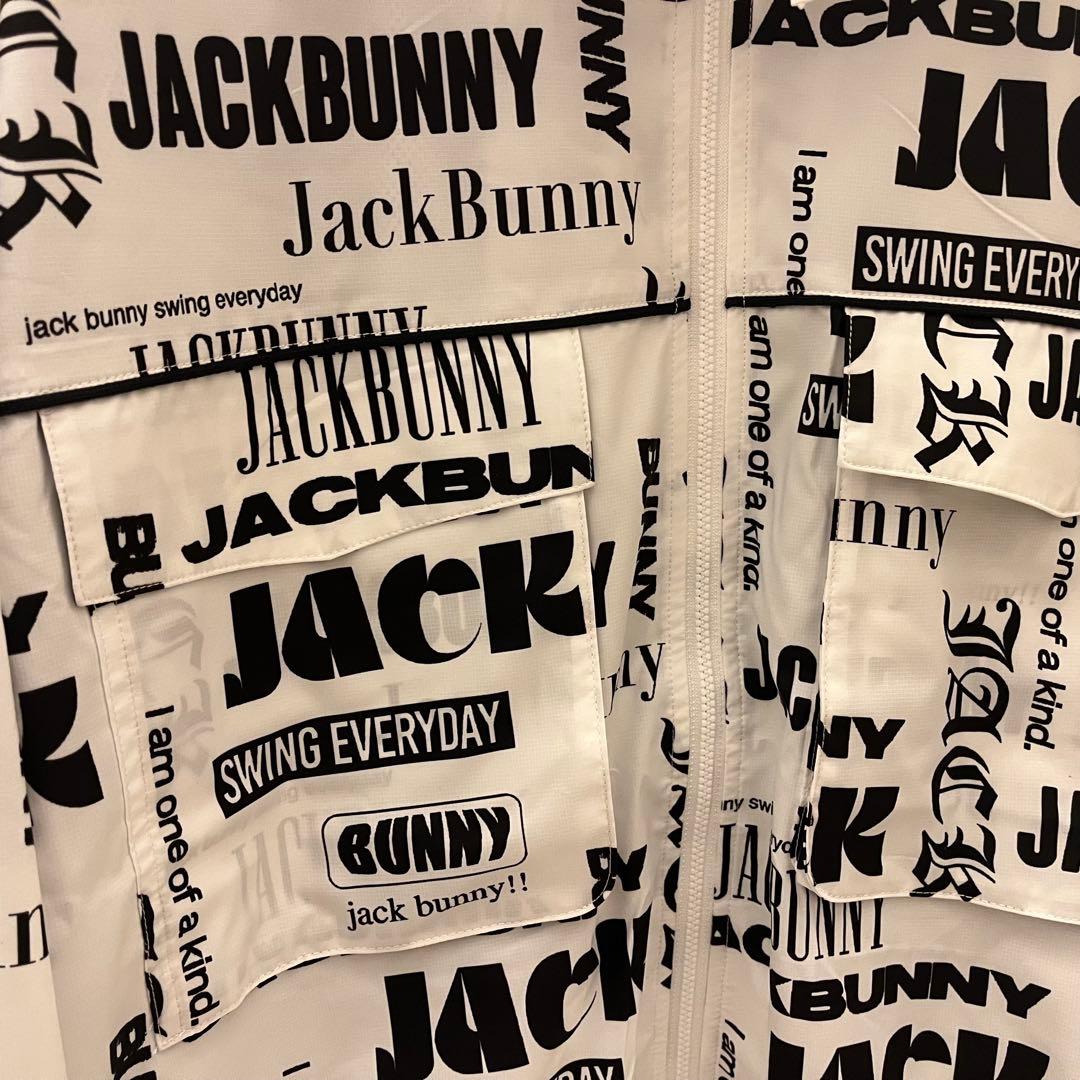 新品★24,200円 ジャックバニー フルジップフーディブルゾン ロゴ総柄 白L