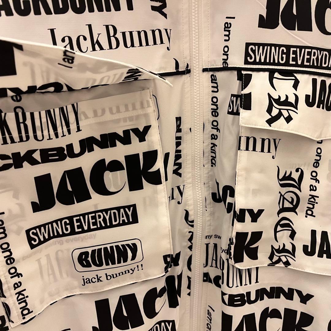 新品★24,200円 ジャックバニー フルジップフーディブルゾン ロゴ総柄 白L