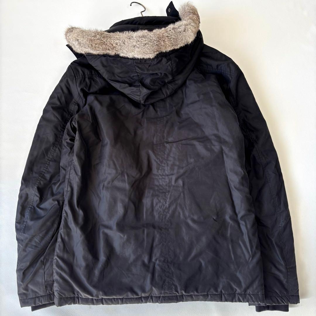 【美品/希少XL】エンポリオアルマーニ 中綿 コート ファー フード脱着可 黒