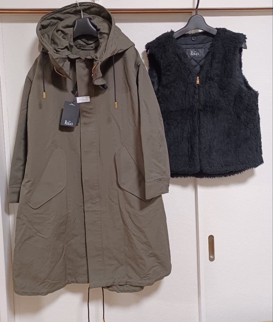 タグ付 2点セット Reracs 36 モッズコート　ボアベスト