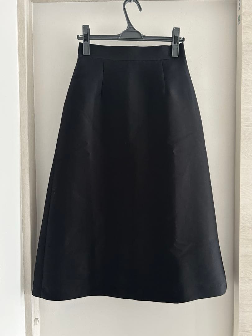 極美品 アナイ シルキーダブルクロスＡライン スカート ブラック 36 S