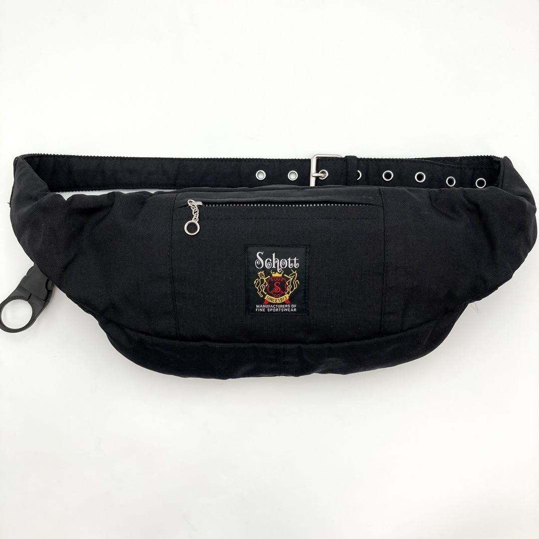 激レア！極美品✨ Schott ボディバッグ 黒 キルティング ボトルホルダー付