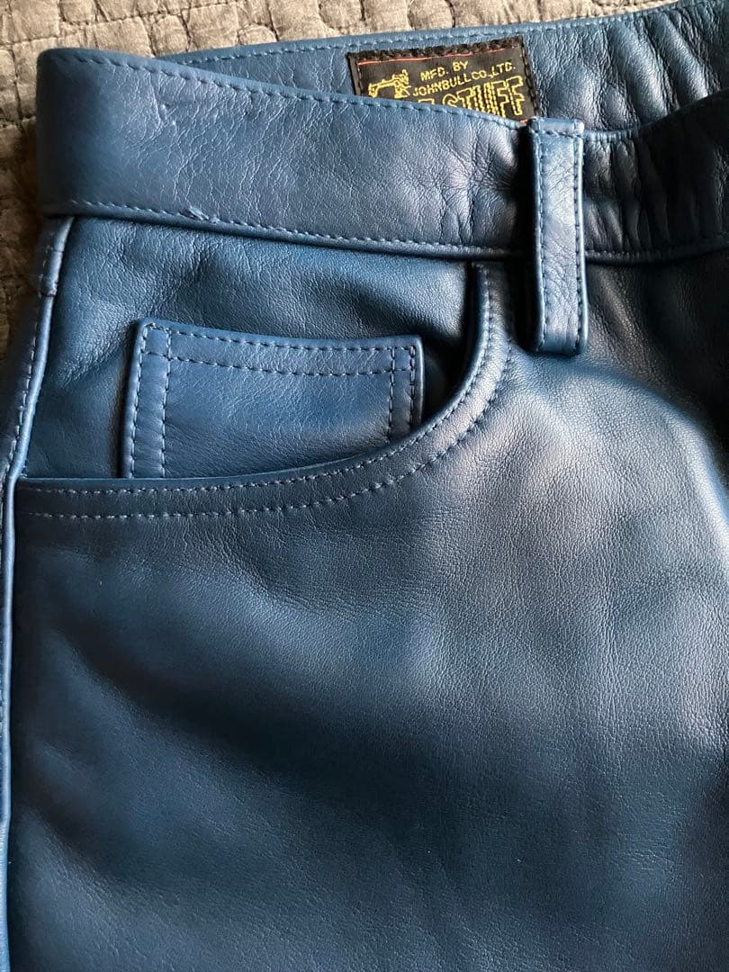 JOHNBULL ジョンブル　レザーパンツ　w30 ブルーレアカラー　美品