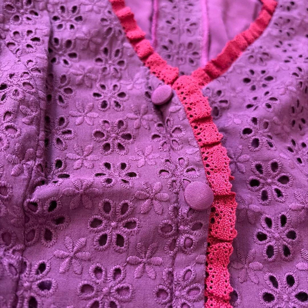 SONIA JOHNES ワイン×濃ピンクレース　フラメンコ衣装