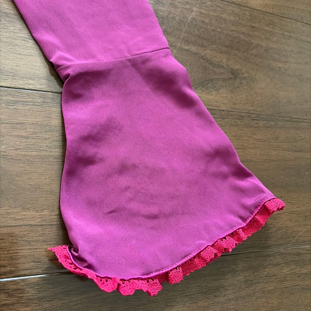 SONIA JOHNES ワイン×濃ピンクレース　フラメンコ衣装