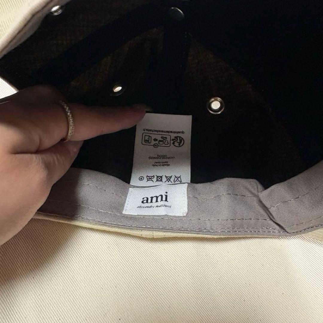 AMI PARIS ベージュ キャップ ハート刺繍 収納袋付き