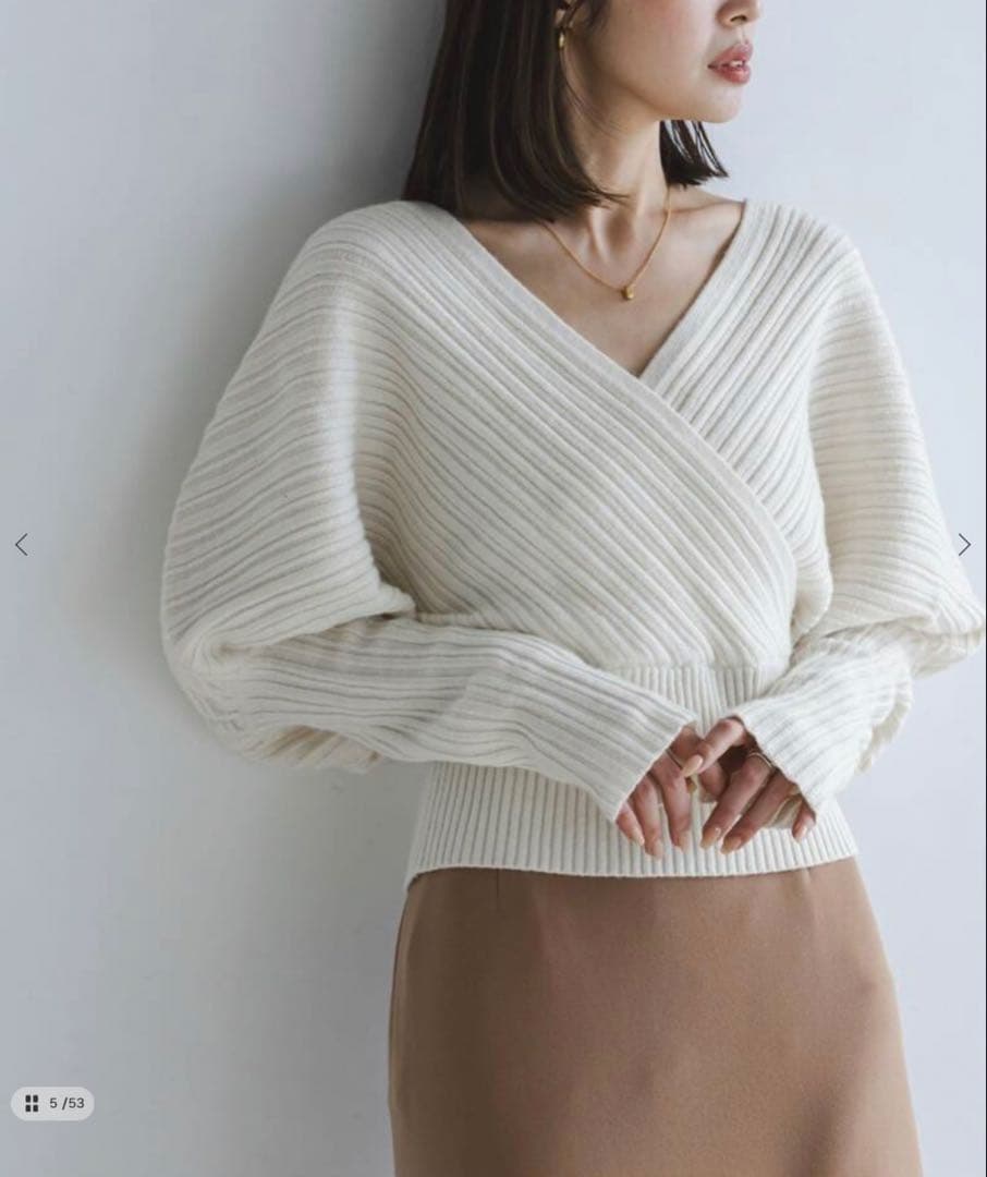 NOBLE カシュクールランダムリブニットプルオーバー