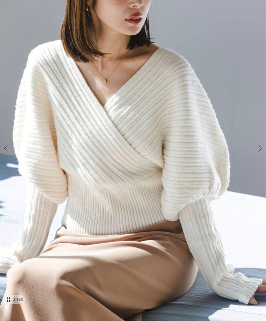 NOBLE カシュクールランダムリブニットプルオーバー