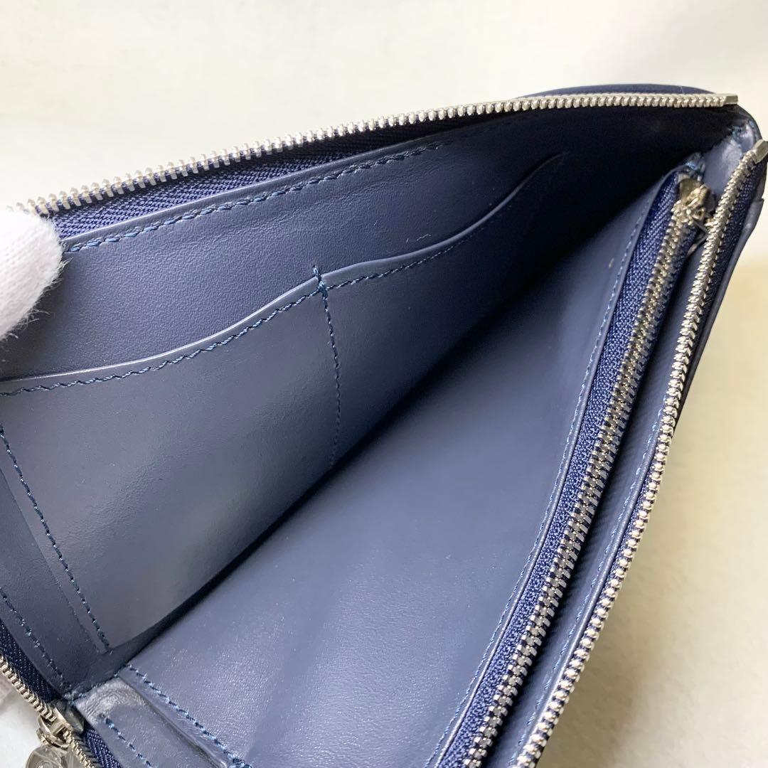 未使用級 muta 財布 ガルーシャ エイ革 カーフレザー L字ファスナー 紺