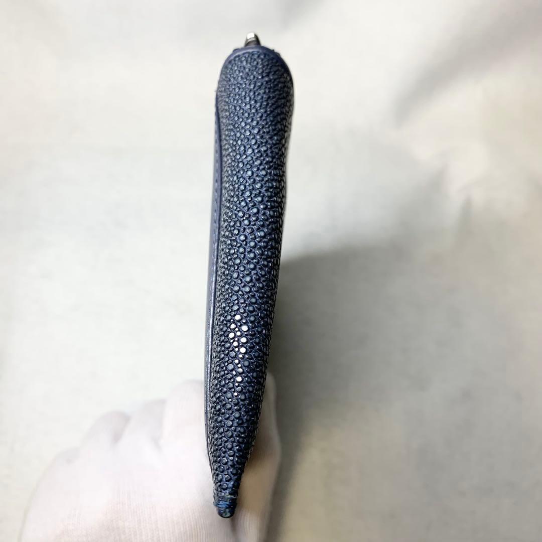 未使用級 muta 財布 ガルーシャ エイ革 カーフレザー L字ファスナー 紺