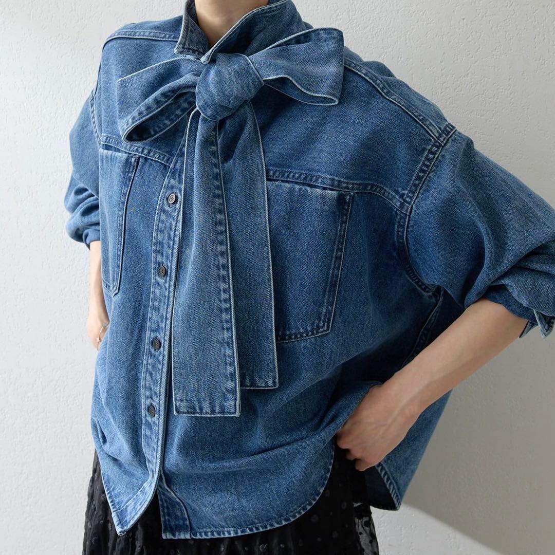 デニムボウタイシャツ Whim Gazette デニムシャツ