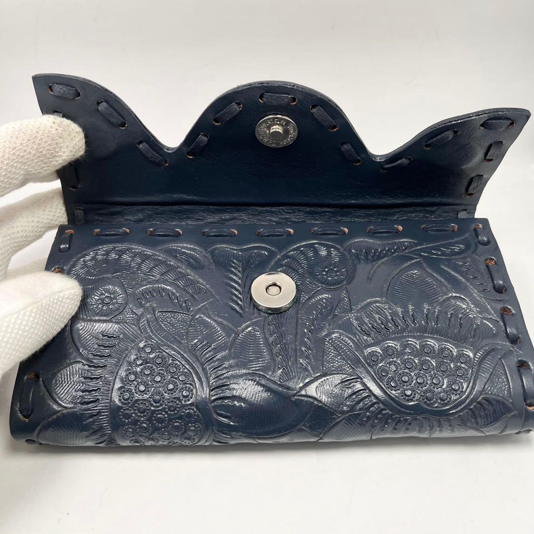 【未使用】グレースコンチネンタル 長財布 カービングトライブズ 紺 入手困難