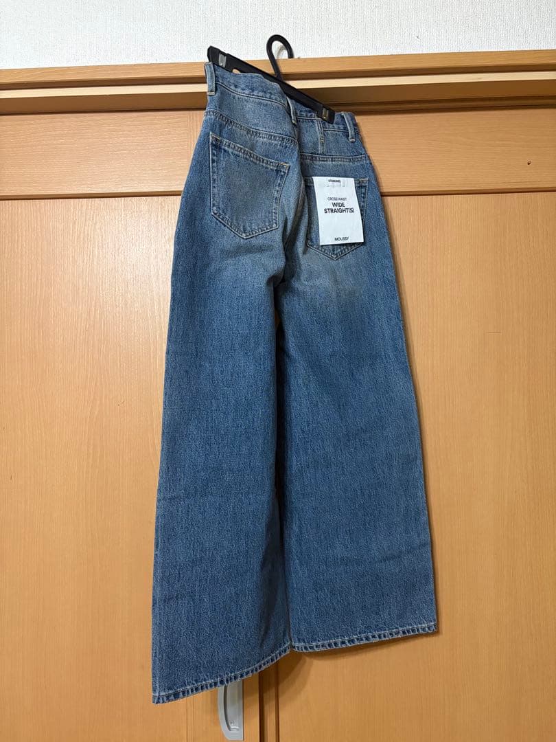 MOUSSY CROSS WAIST WIDE ストレートSサイズ