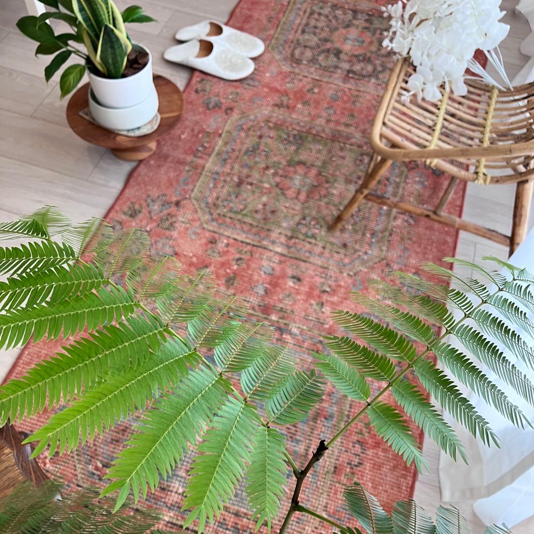 シャビーオレンジ78×190/ 3Box ブルーグリーン　トルコヴィンテージラグ