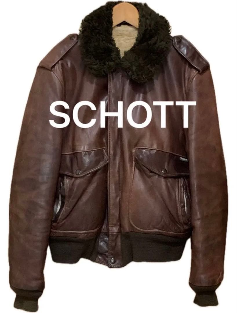 SCHOTT G-1 A-2 レザー ブラウン ボア 本革 ヴィンテージ 短丈