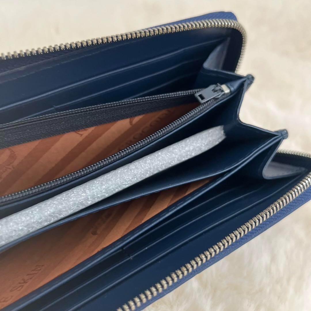 高級 クロコダイル crocodile 長財布 クロコ財布 男女兼用 ネイビー