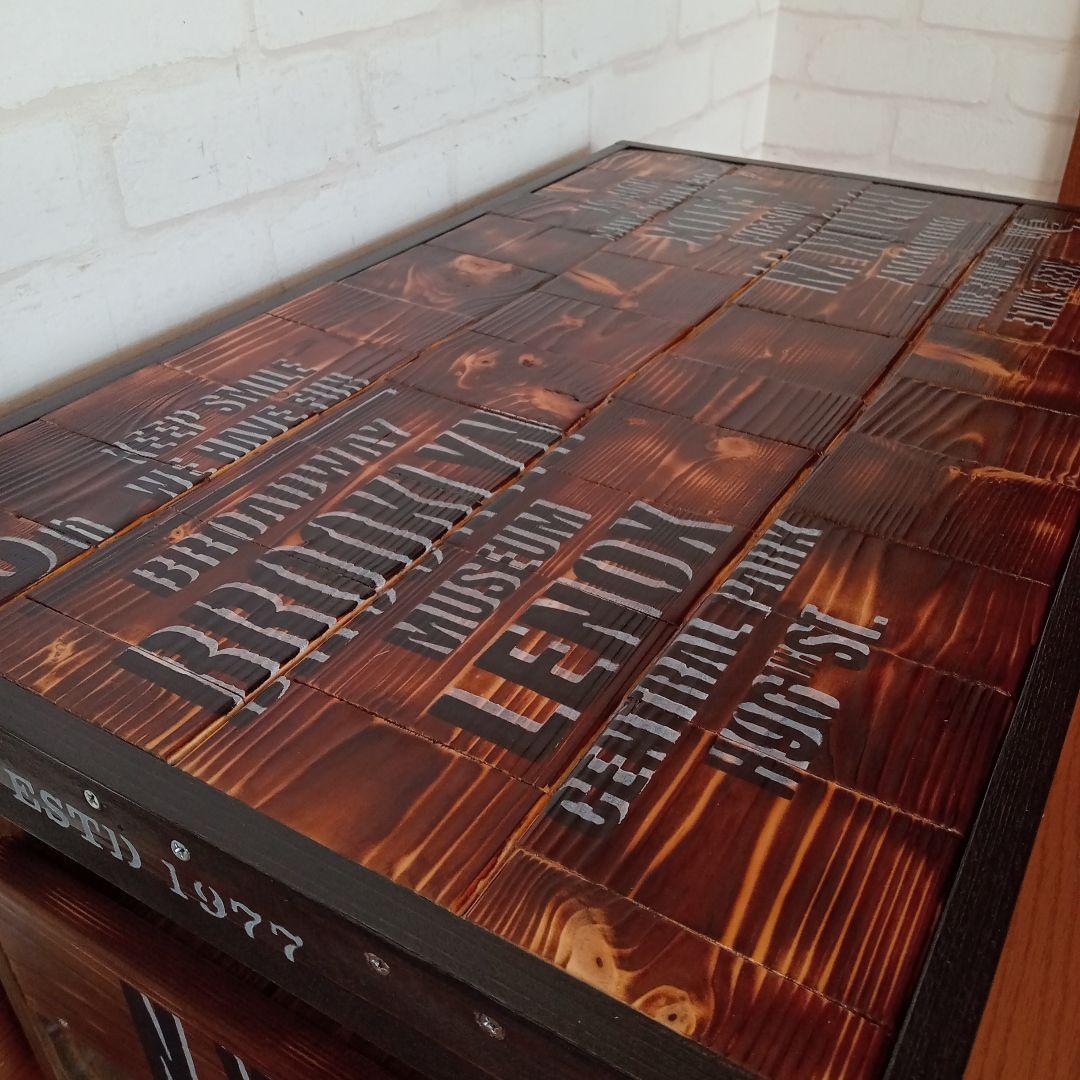 【ハンドメイド】寄木天板の男前ローテーブル