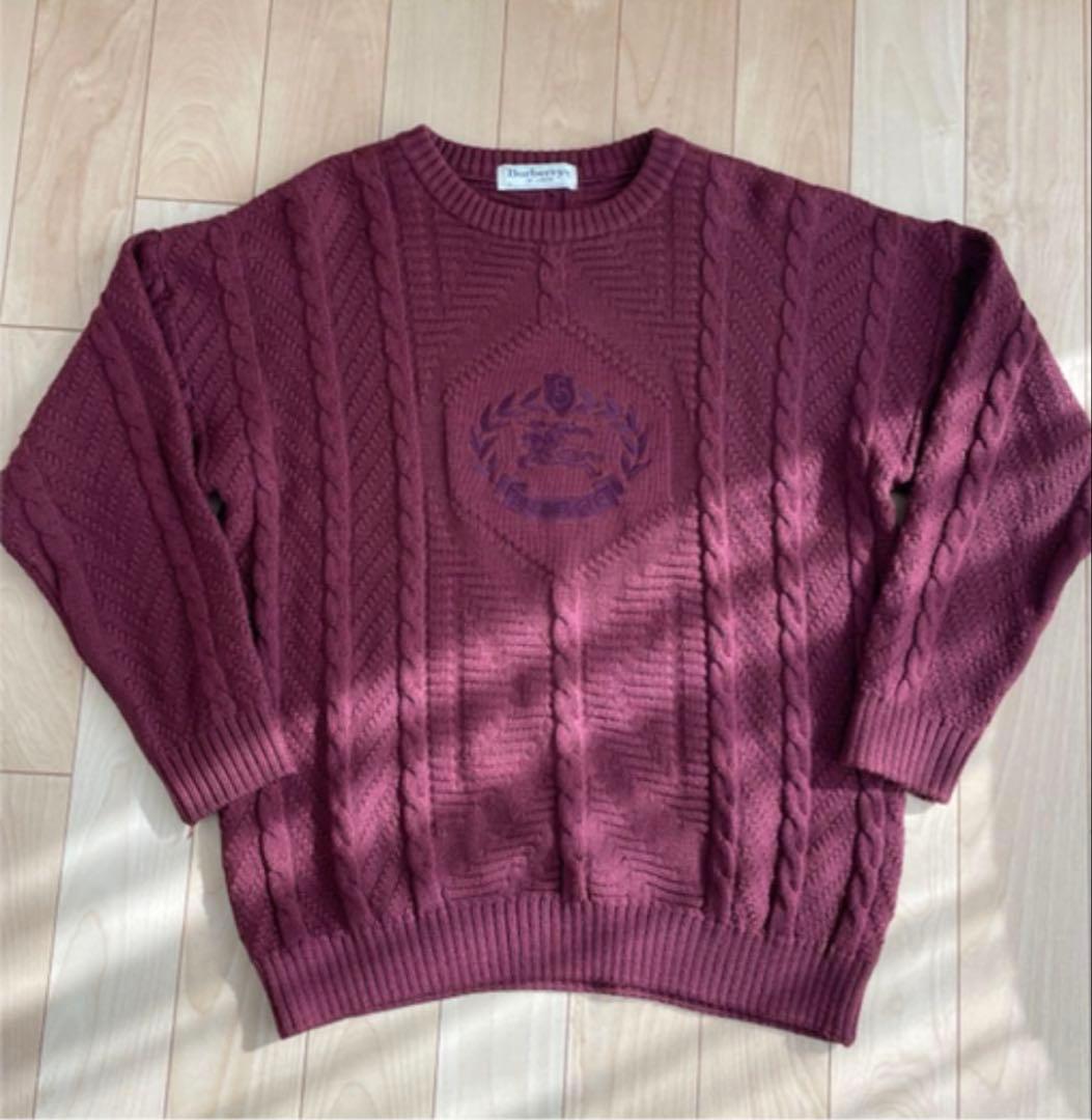 Burberrys 90'sバーガンディ ケーブルニット