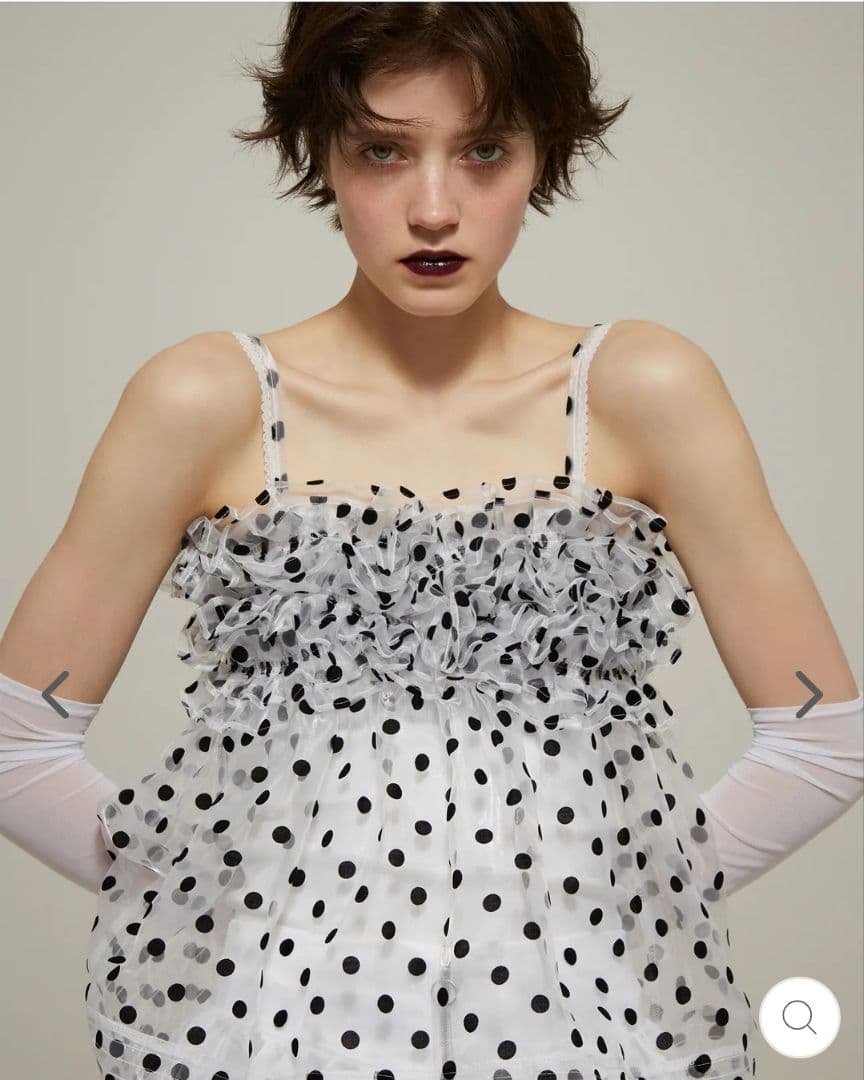 poppy フリル付き水玉模様チュニック