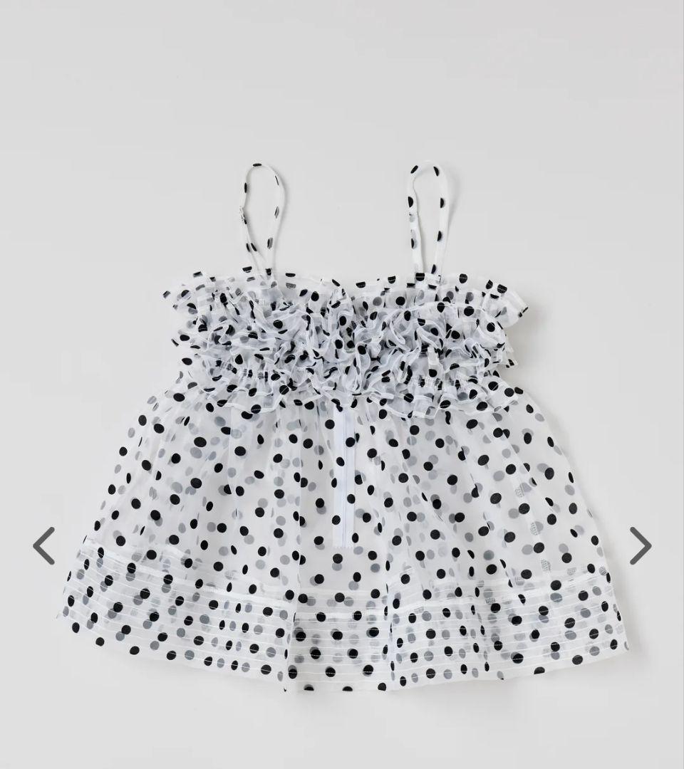 poppy フリル付き水玉模様チュニック