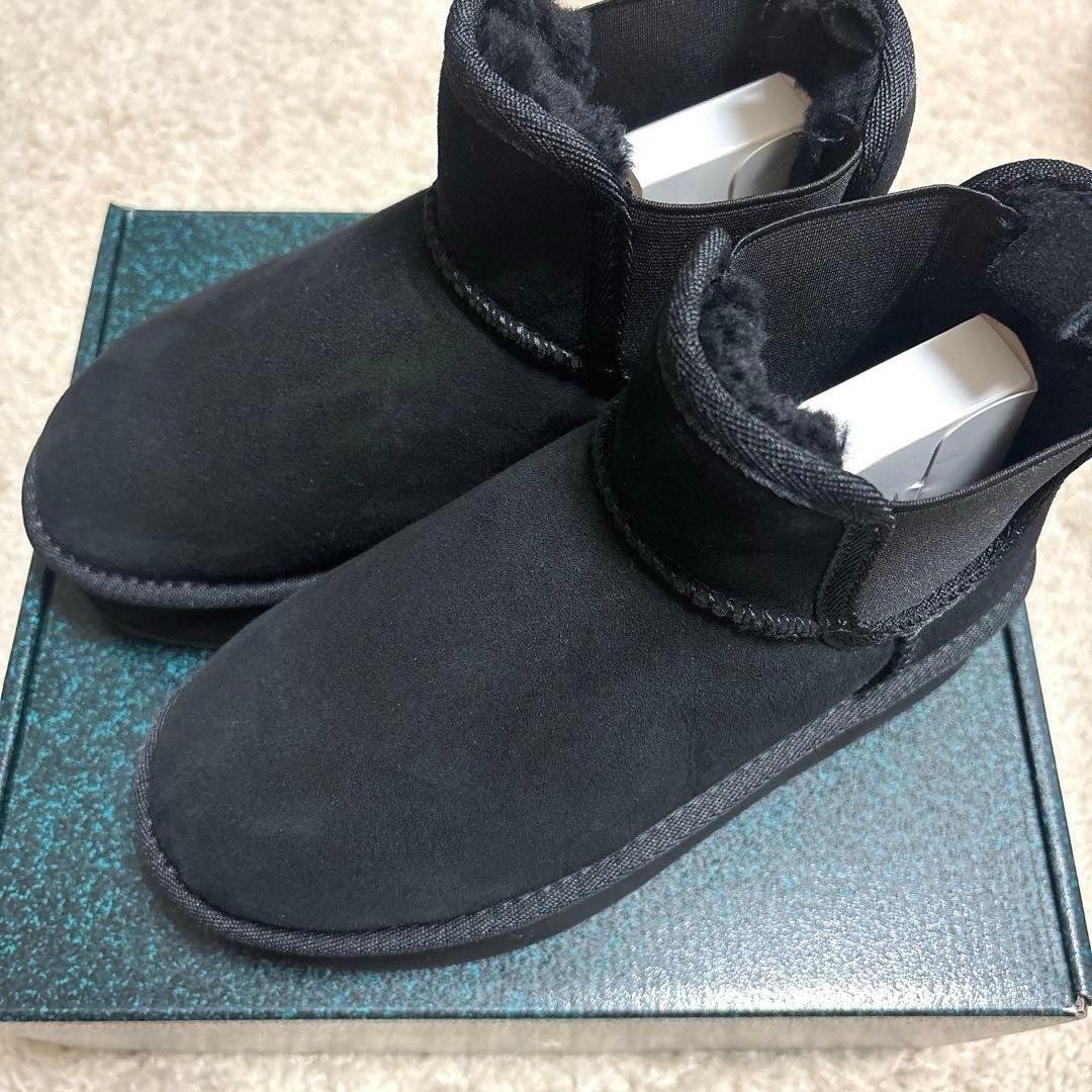 EMU Australia サイドゴア 厚底 ムートンブーツ (ブラック)