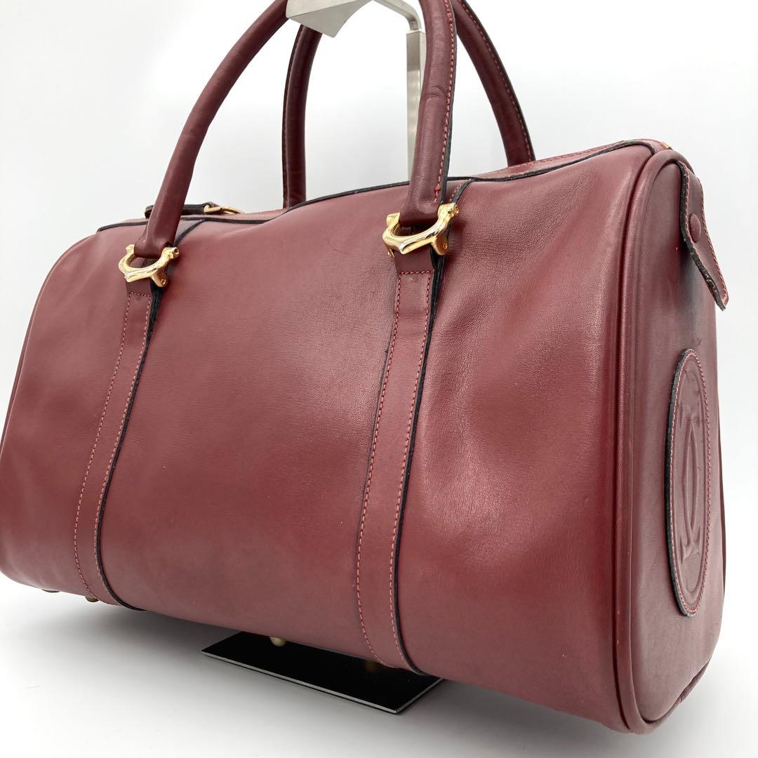 カルティエ ミニボストンバッグ マストライン ハンドバッグ ボルドー 自立