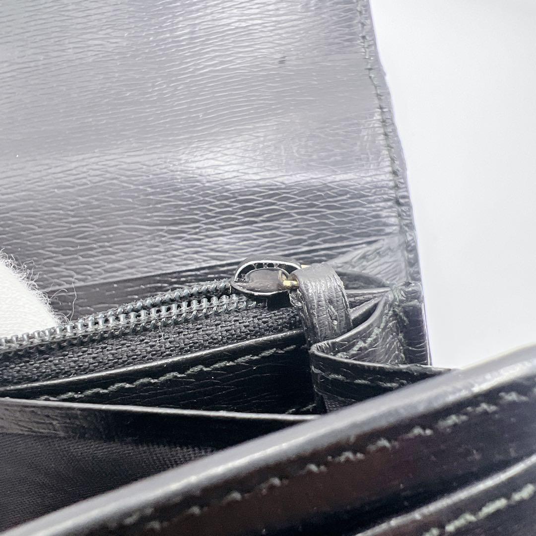 GUCCI インターロッキングG レザー 長財布 ブラック 正規品　シボ革