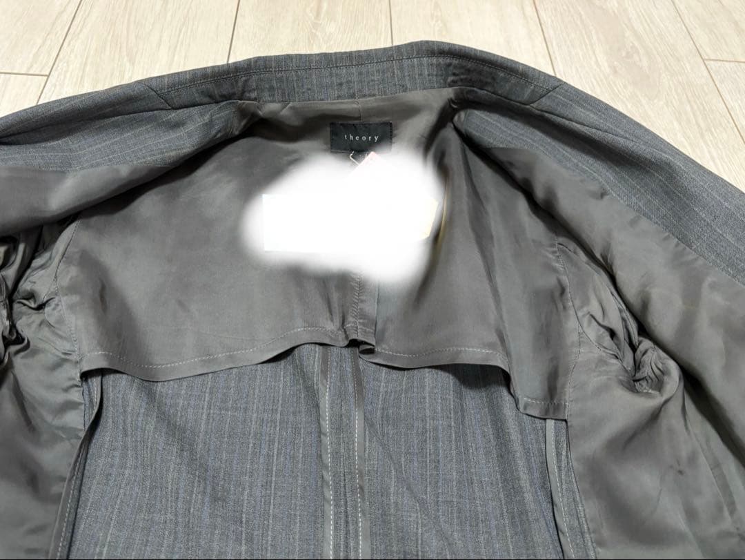 値下げ_theory _スーツ_グレー×水色ストライプ
