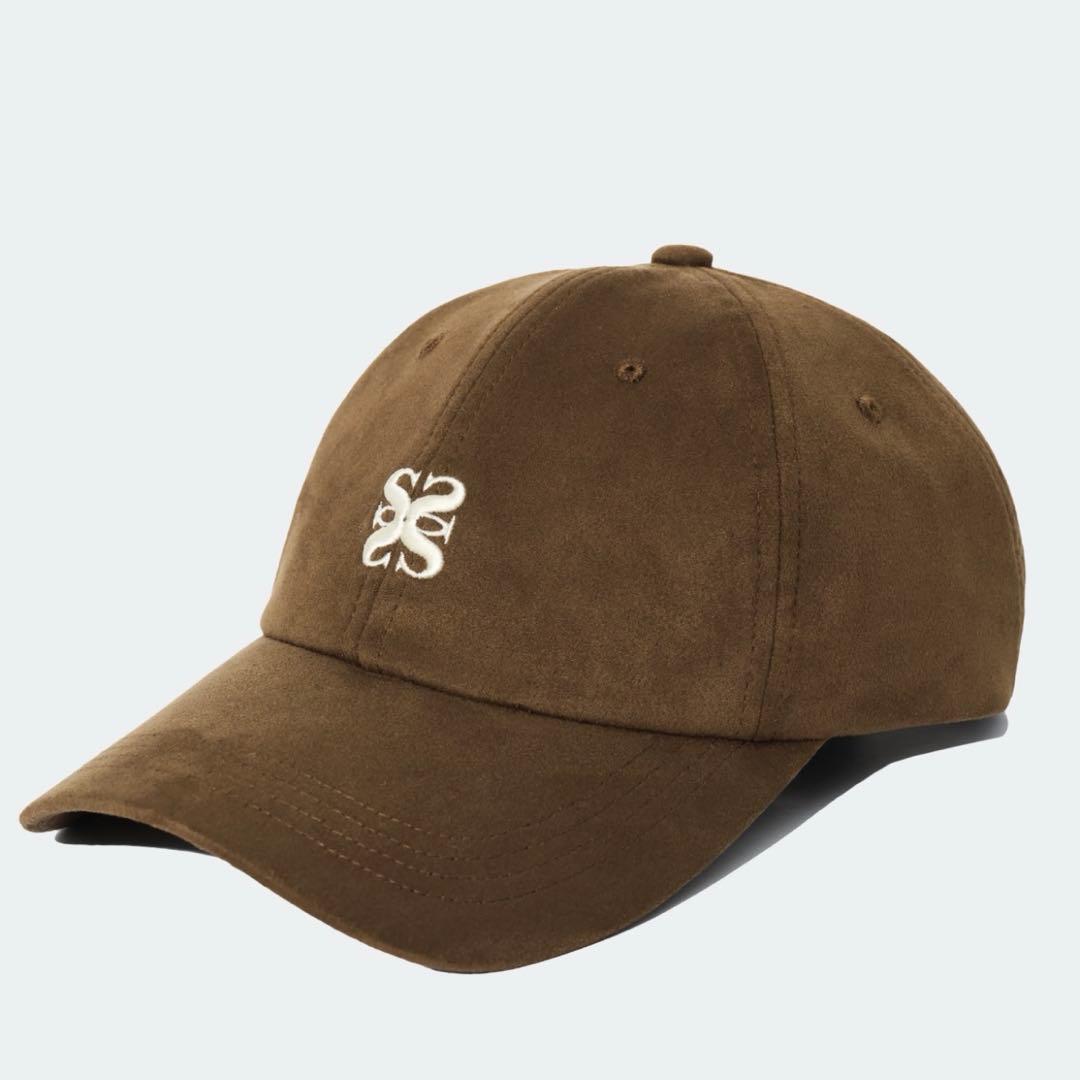 SATUR シンボルロゴフォックススエードボールキャップキャメルブラウン L