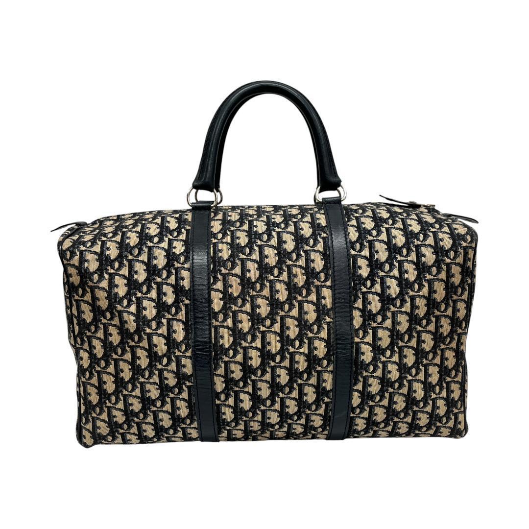 美品 Dior ディオール ミニボストン ハンドバッグ トロッター ネイビー
