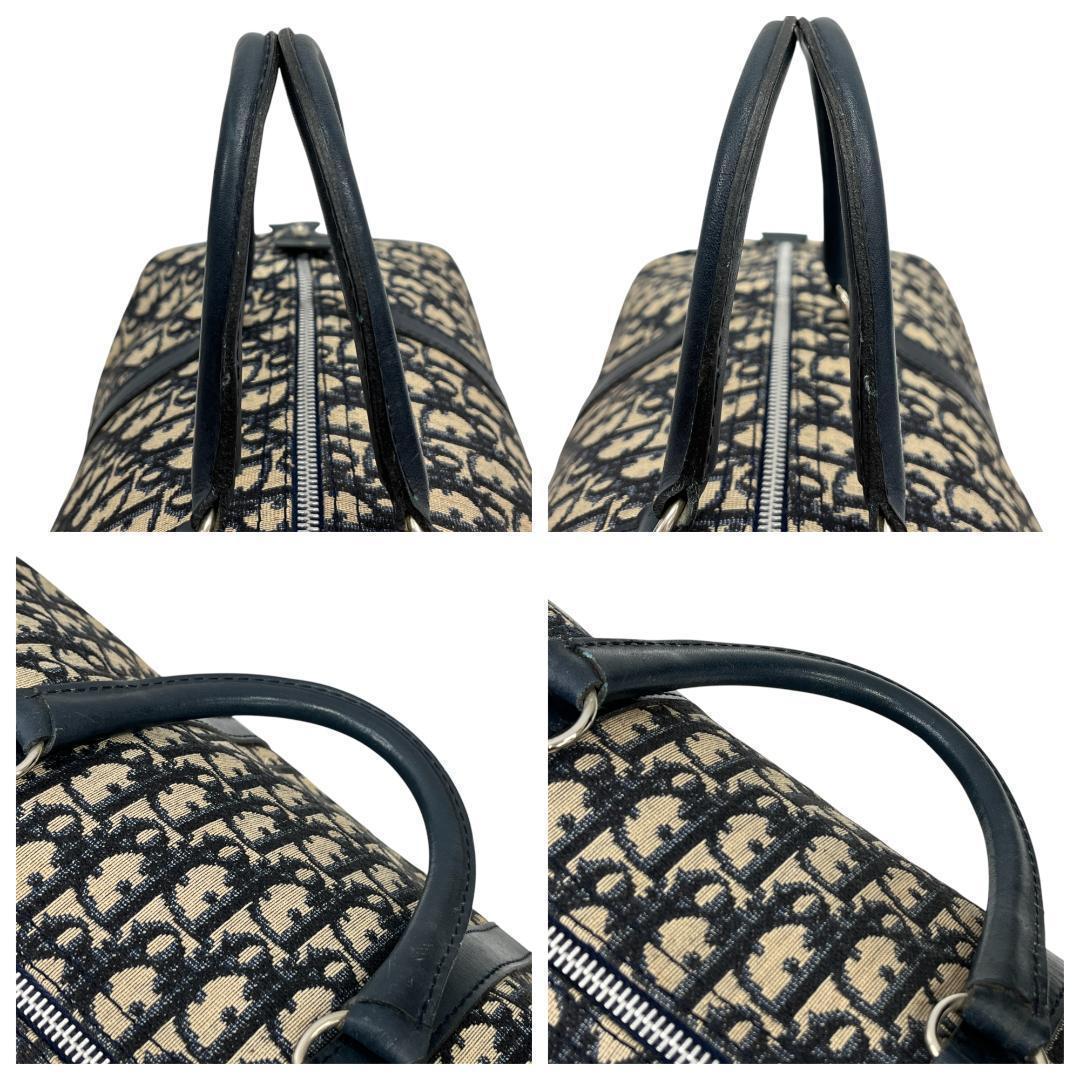 美品 Dior ディオール ミニボストン ハンドバッグ トロッター ネイビー