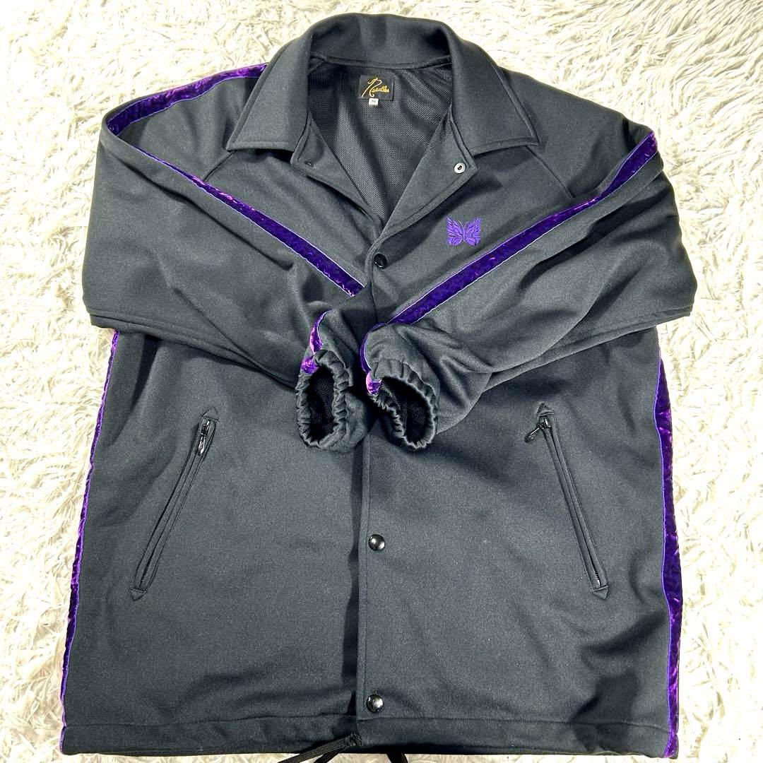 ニードルス✨コーチジャケット　サイドラインベロア　黒　紫　M