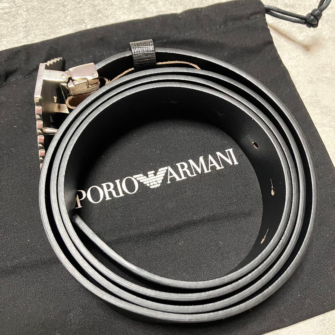 【新品未使用】　エンポリオアルマーニ　ベルト　イーグルバックル　レザー　ブラック
