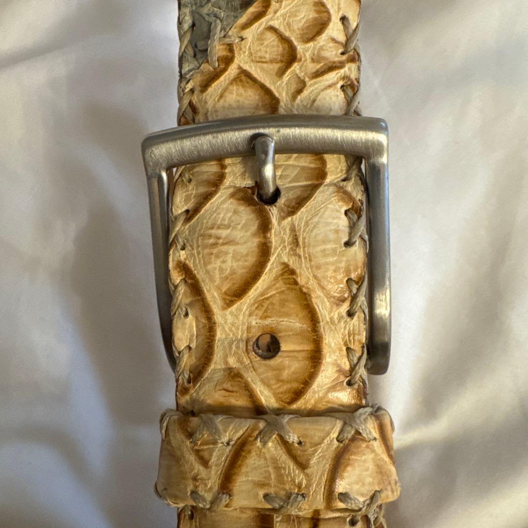 【希少・本革】パイソンレザー ベルト ヘビ革 ナチュラルカラー 【イタリア製】