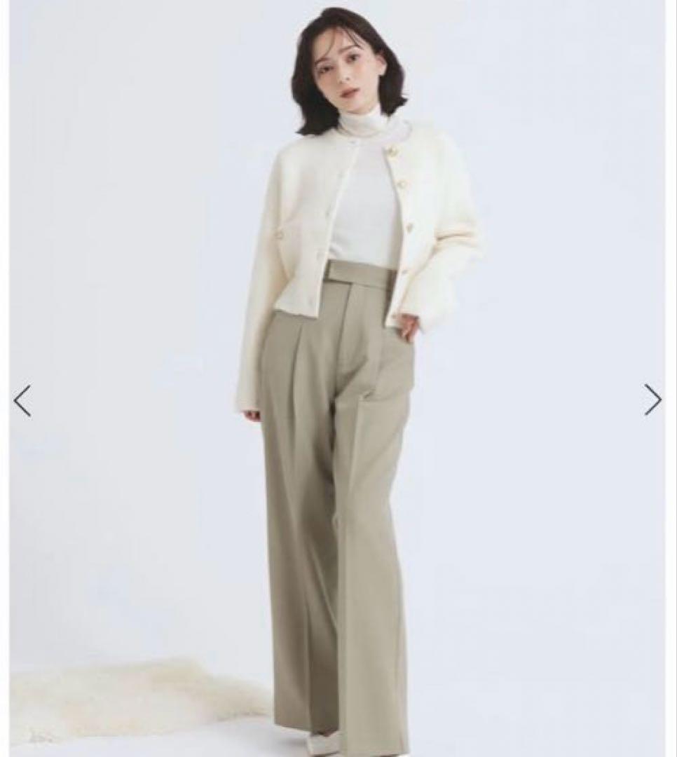 アニュアンス❣️ 2023年新作❣️ ラクーンブレンドノーカラーニットジャケット❣️