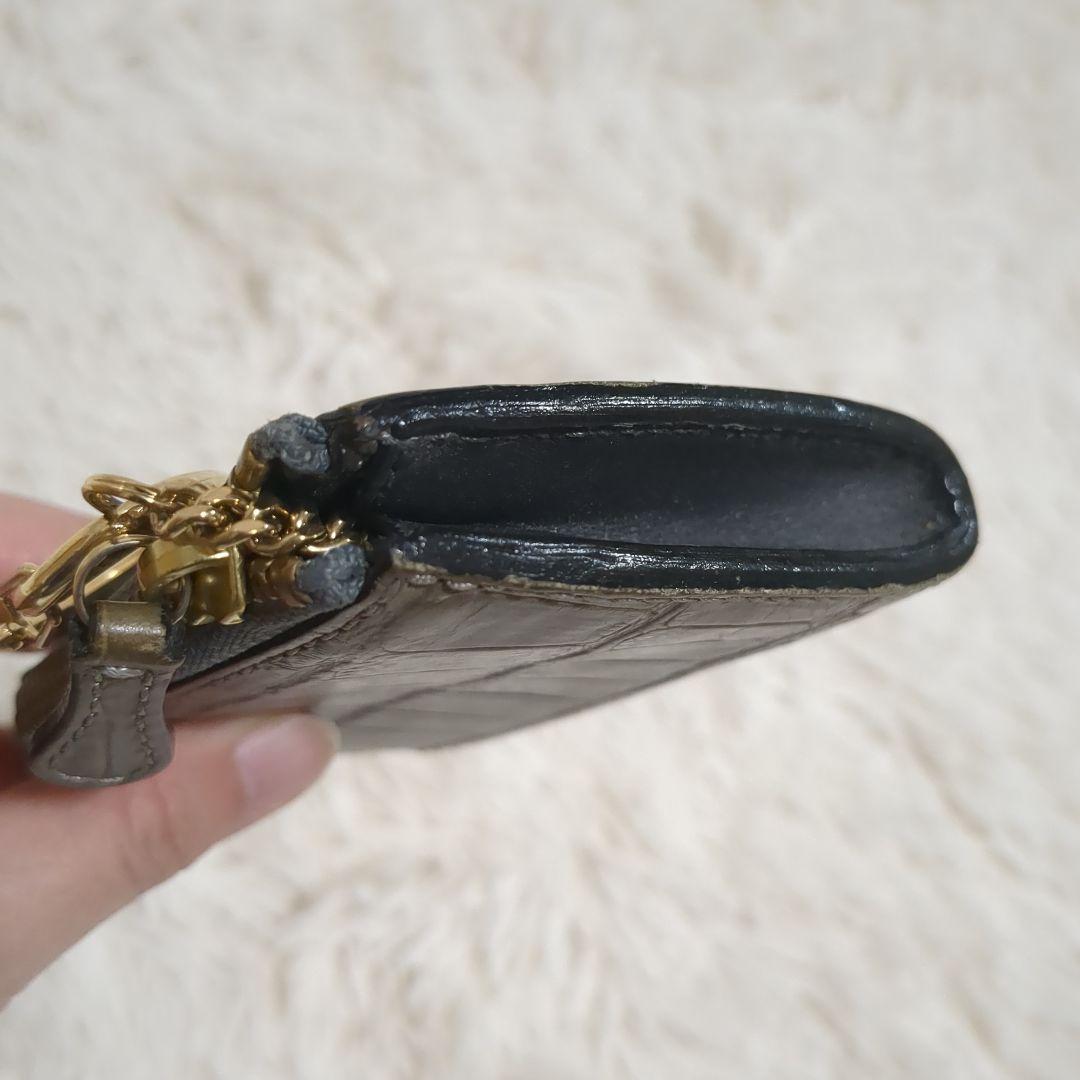 【美品】Felisiケース1074ミニ財布レザークロコダイル型押し小銭入れ