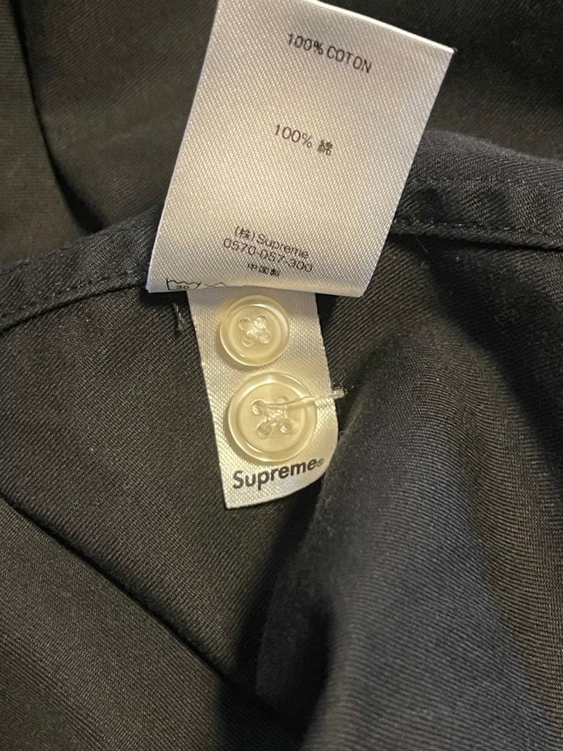 シュプリーム　刺繍　クラシックロゴ　ボタンダウンシャツ　L　黒