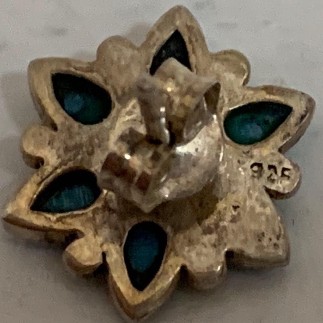 VINTAGE SILVER 925刻印 ターコイズ マーカサイト装飾 ピアス