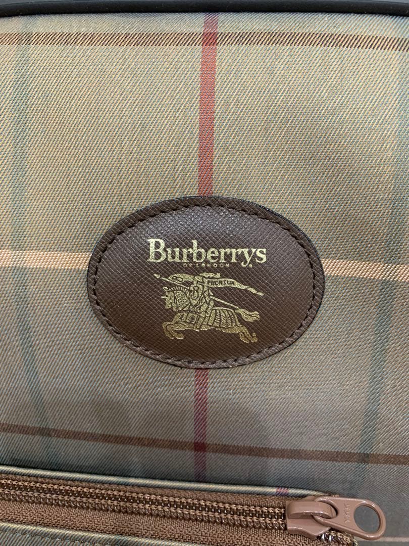 美品 バーバリー ボストンバッグ タマムシ チェック レザー 旅行かばん 大容量