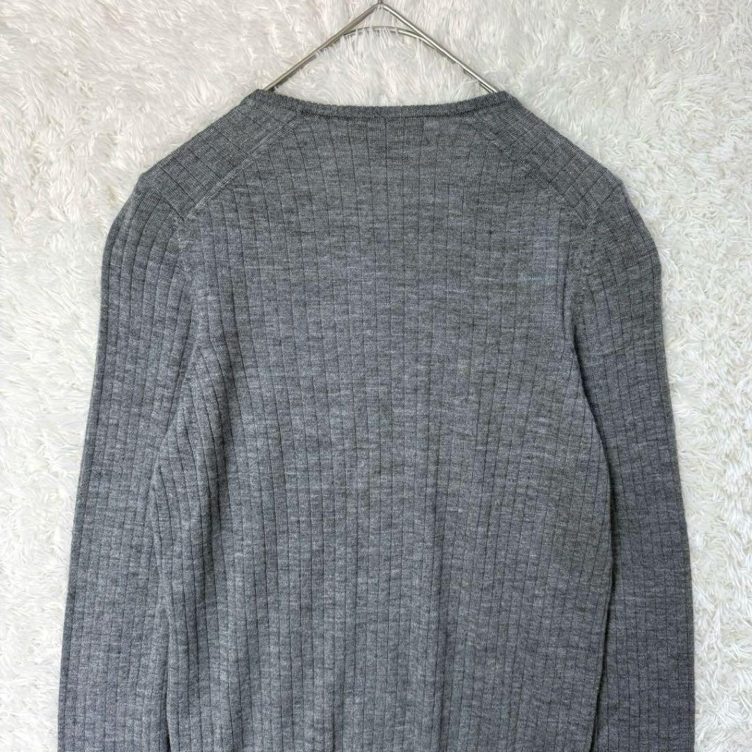 と*め様 ドゥロワー　18G カシミヤシルク リブクルーネックニット 薄手　グレ