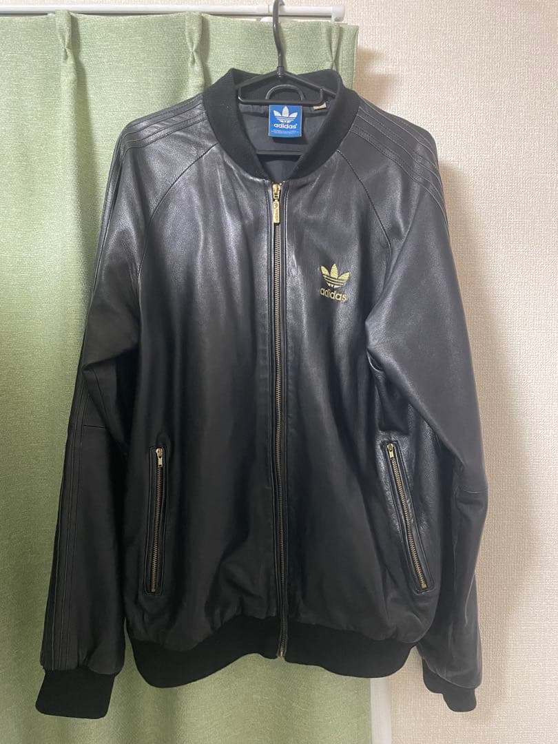3*i様 adidas 羊革　レザートラックジャケット ブラック 本革